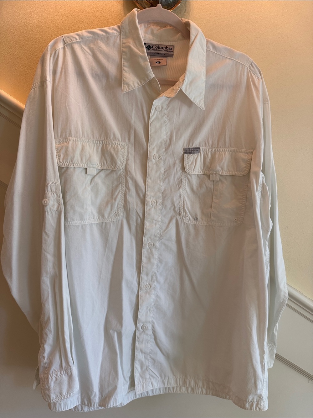 Columbia Men's Long-Sleeve Casual Button-Down Shirt - White